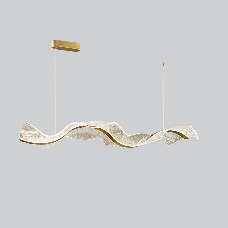 Alon Chandelier Linear Acrylic Wave Pattern Modern Art