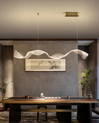 Alon Chandelier Linear Acrylic Wave Pattern Modern Art