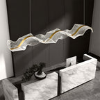Alon Chandelier Linear Acrylic Wave Pattern Modern Art