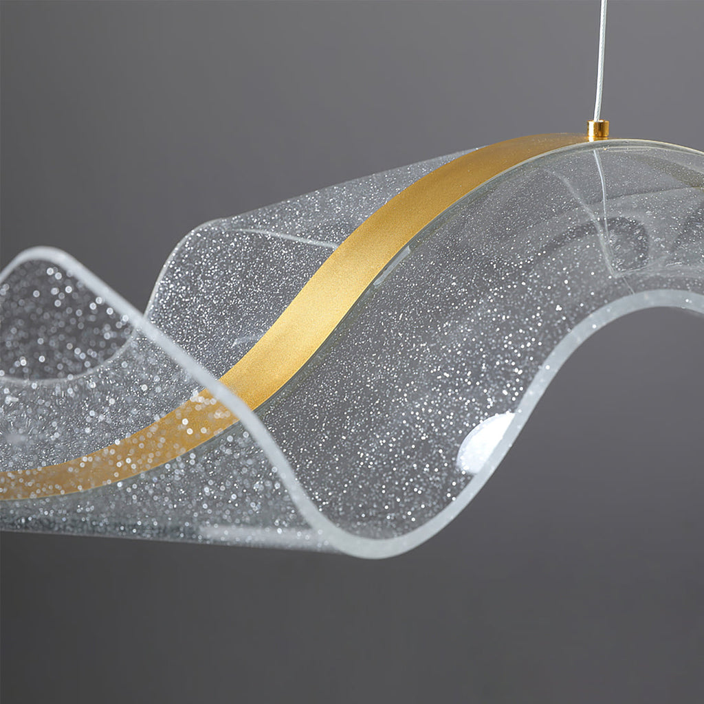 Alon Chandelier Linear Acrylic Wave Pattern Modern Art
