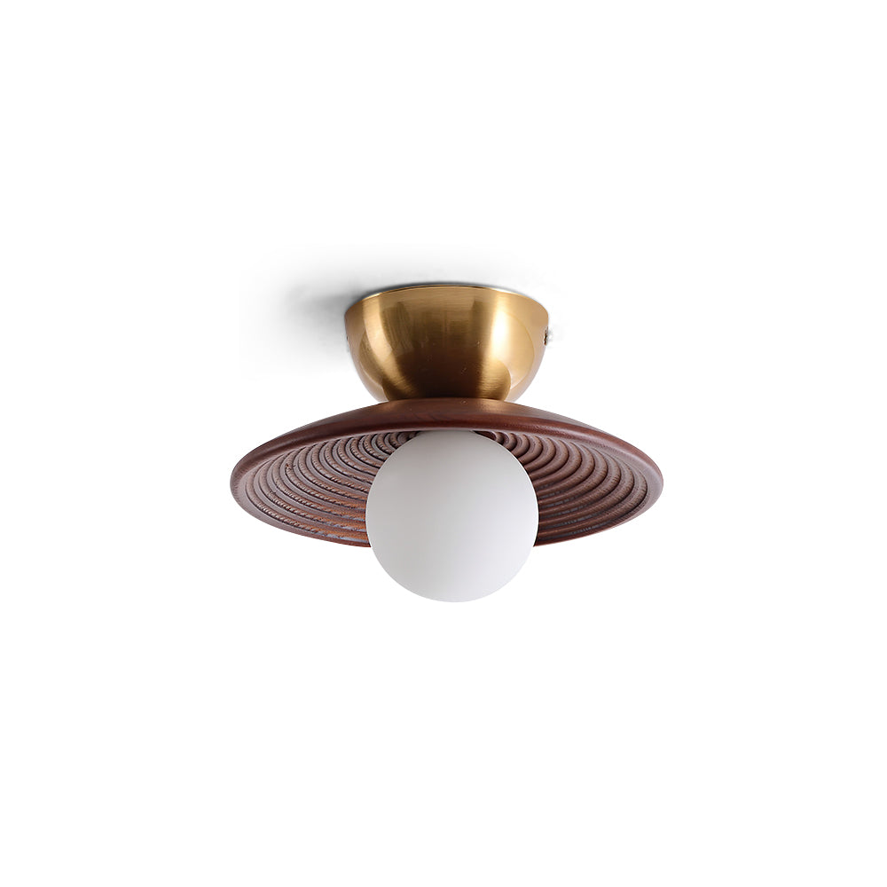 Alora Ceiling Lamp Wood Spiral Glass Globe