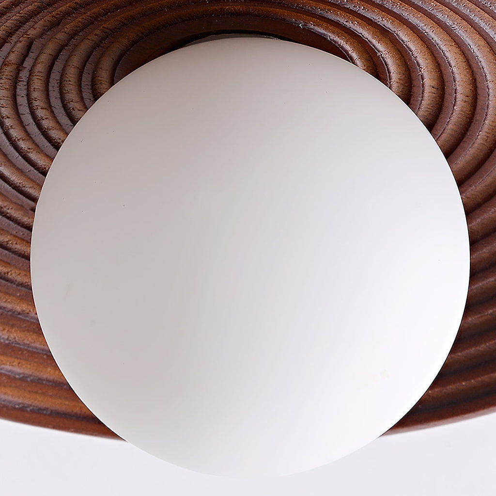 Alora Ceiling Lamp Wood Spiral Glass Globe