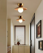 Alora Ceiling Lamp Wood Spiral Glass Globe