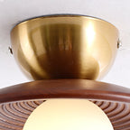 Alora Ceiling Lamp Wood Spiral Glass Globe