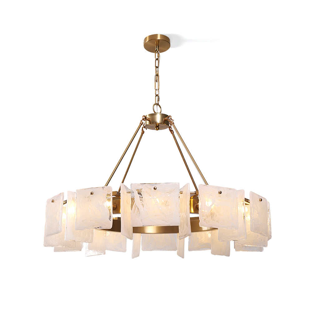 Alsona Chandelier Brushed Copper Glass Panel