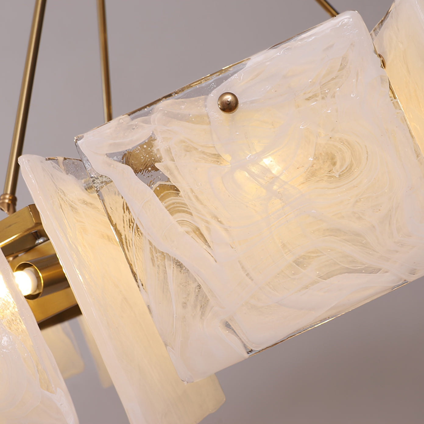 Alsona Chandelier Brushed Copper Glass Panel