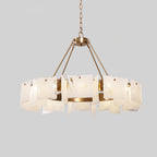 Alsona Chandelier Brushed Copper Glass Panel