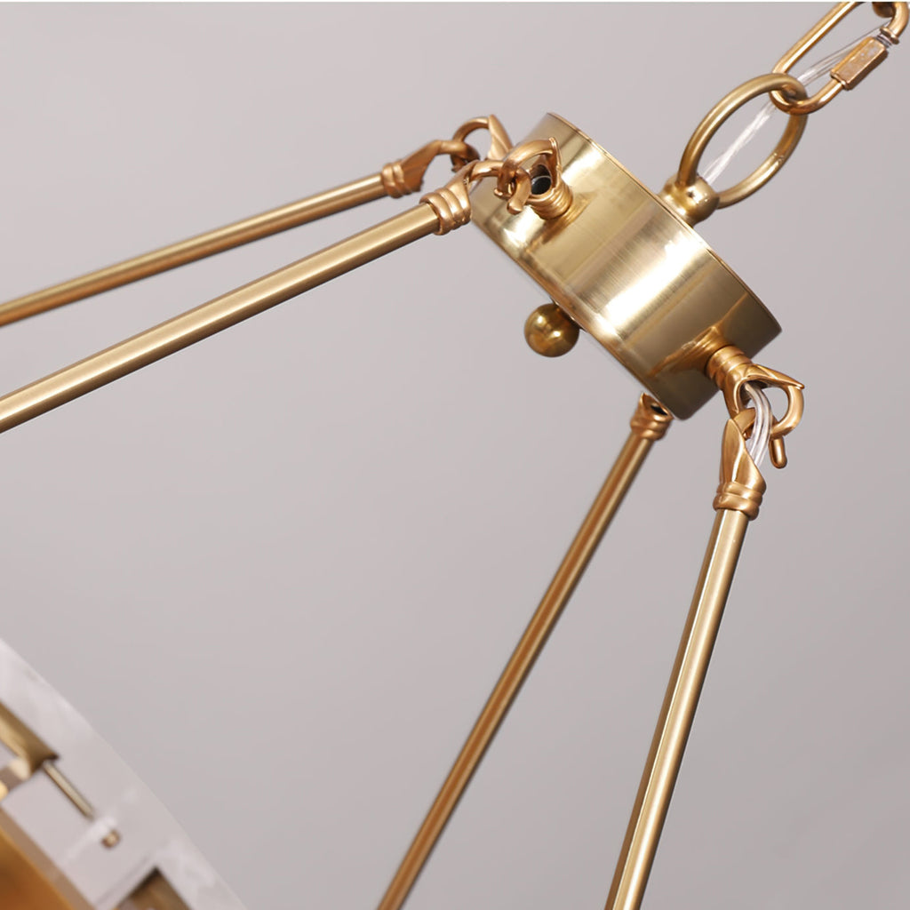 Alsona Chandelier Brushed Copper Glass Panel