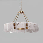 Alsona Chandelier Brushed Copper Glass Panel