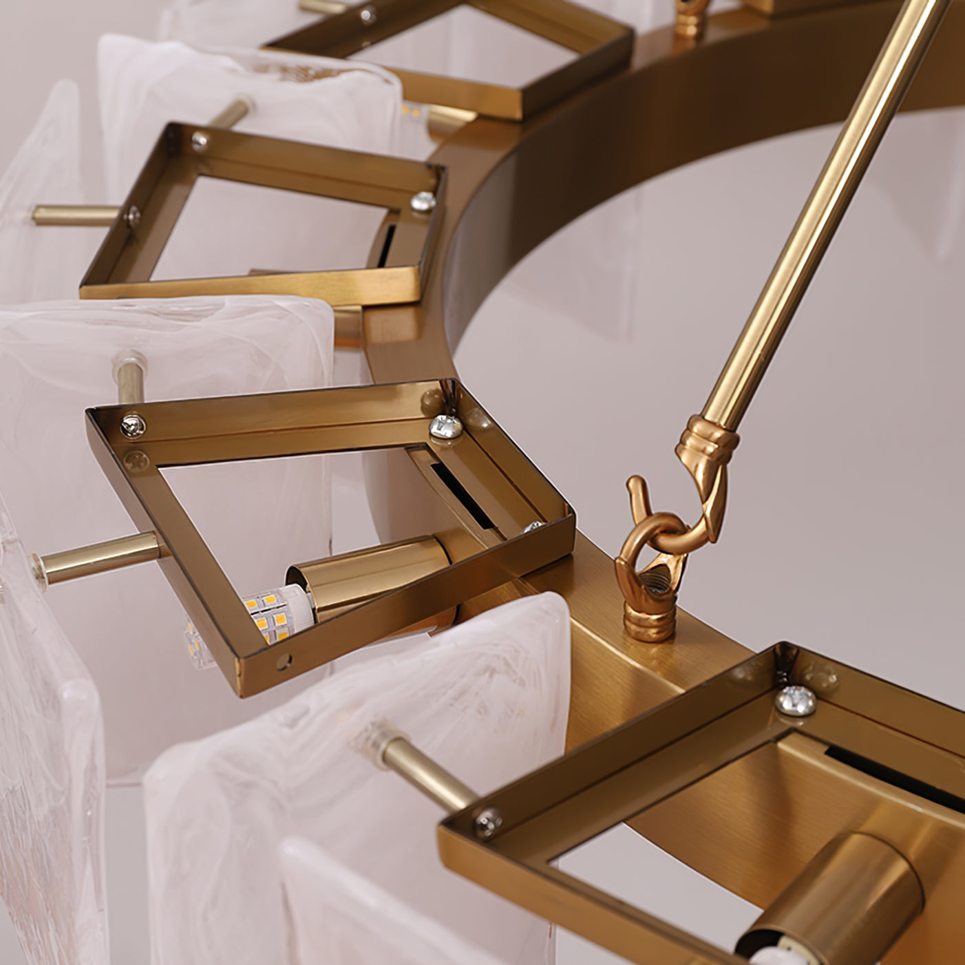 Alsona Chandelier Brushed Copper Glass Panel