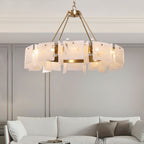 Alsona Chandelier Brushed Copper Glass Panel