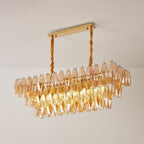 Aurora Chandelier Amber Prism Glass Rectangular Layered