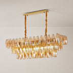 Aurora Chandelier Amber Prism Glass Rectangular Layered