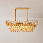 Aurora Chandelier Amber Prism Glass Rectangular Layered