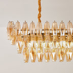 Aurora Chandelier Amber Prism Glass Rectangular Layered