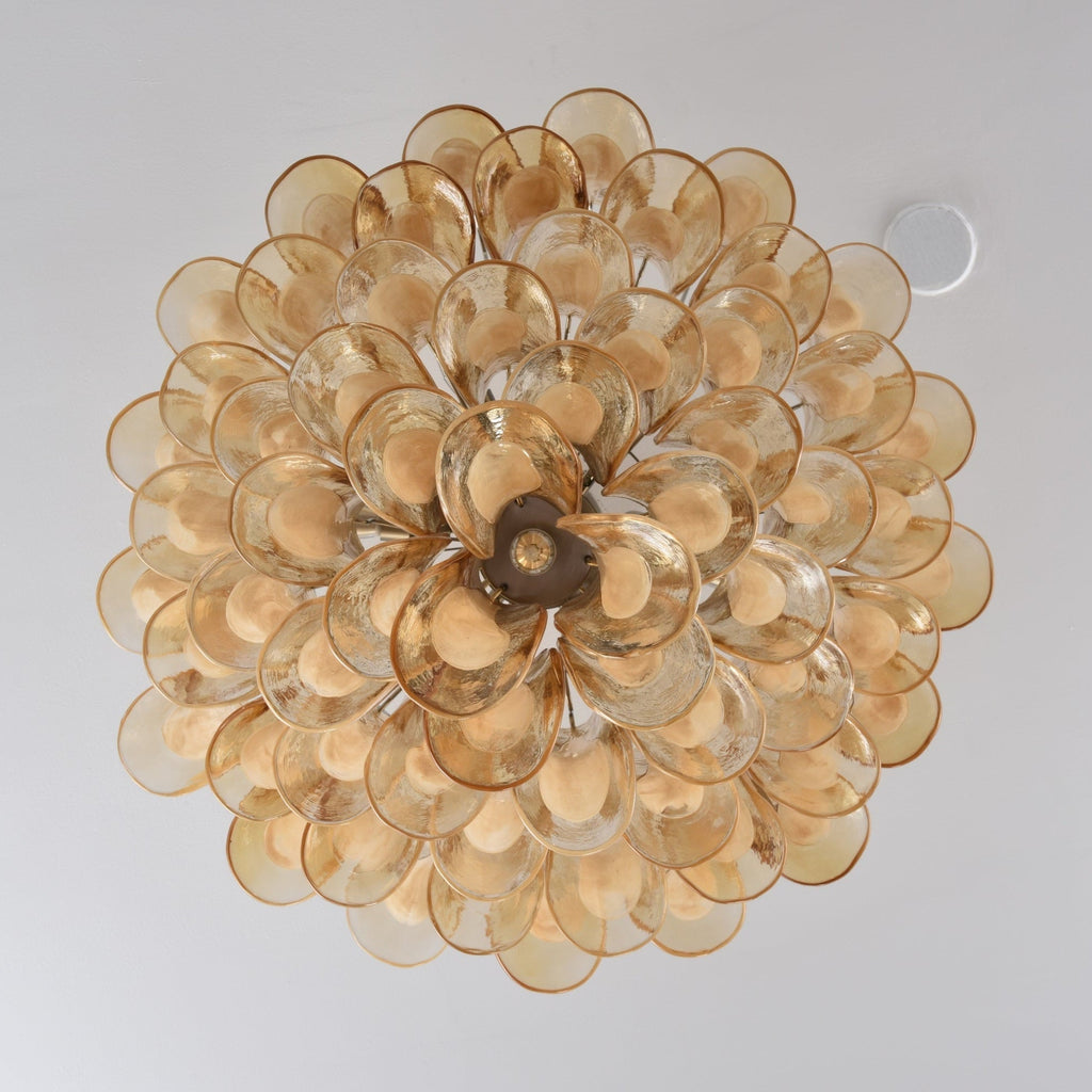 Aurora Ceiling Lamp Amber Petal Glass Layered Vintage