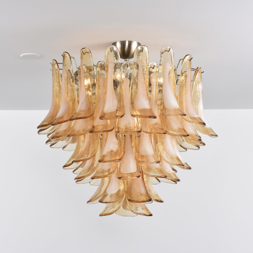 Aurora Ceiling Lamp Amber Petal Glass Layered Vintage