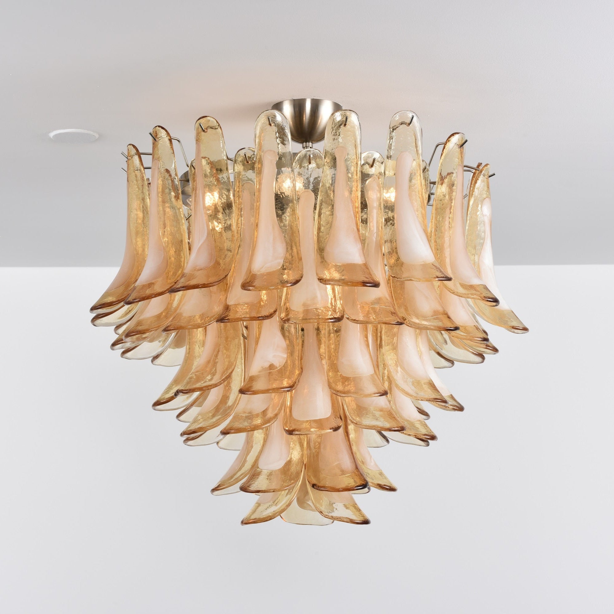 Aurora Ceiling Lamp Amber Petal Glass Layered Vintage