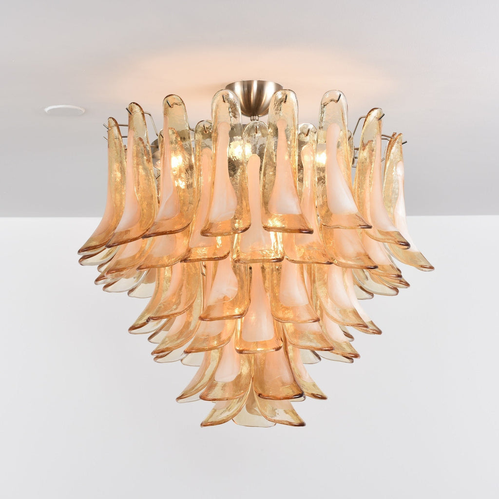 Aurora Ceiling Lamp Amber Petal Glass Layered Vintage