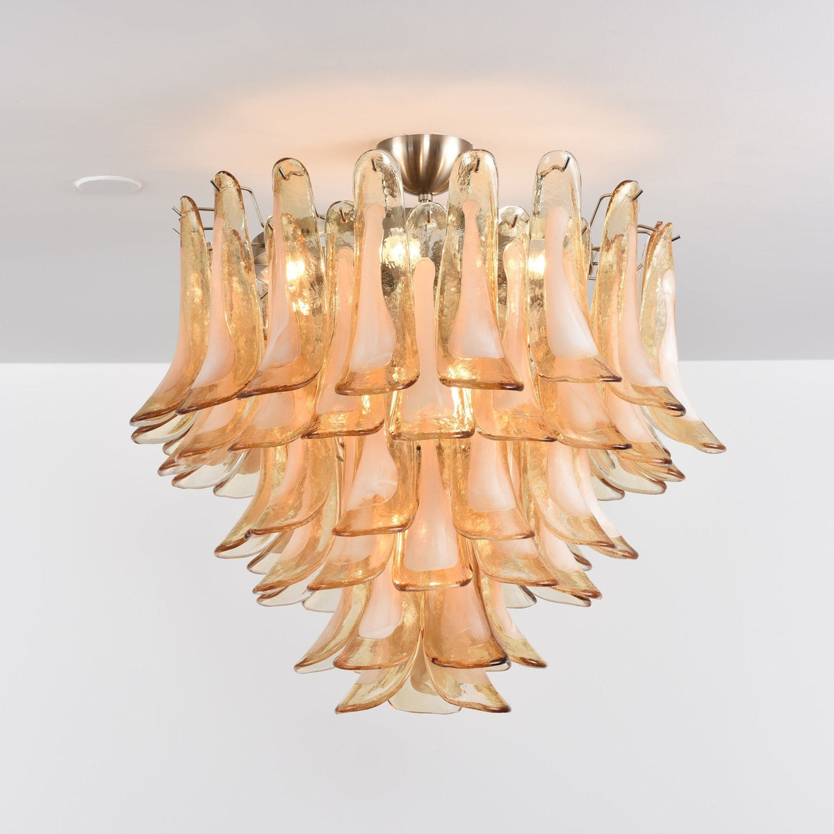 Aurora Ceiling Lamp Amber Petal Glass Layered Vintage