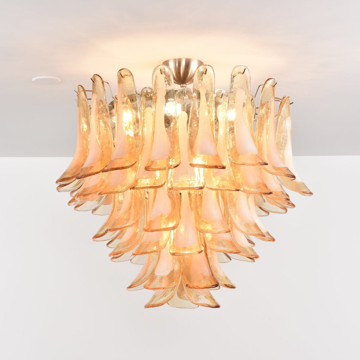Aurora Ceiling Lamp Amber Petal Glass Layered Vintage