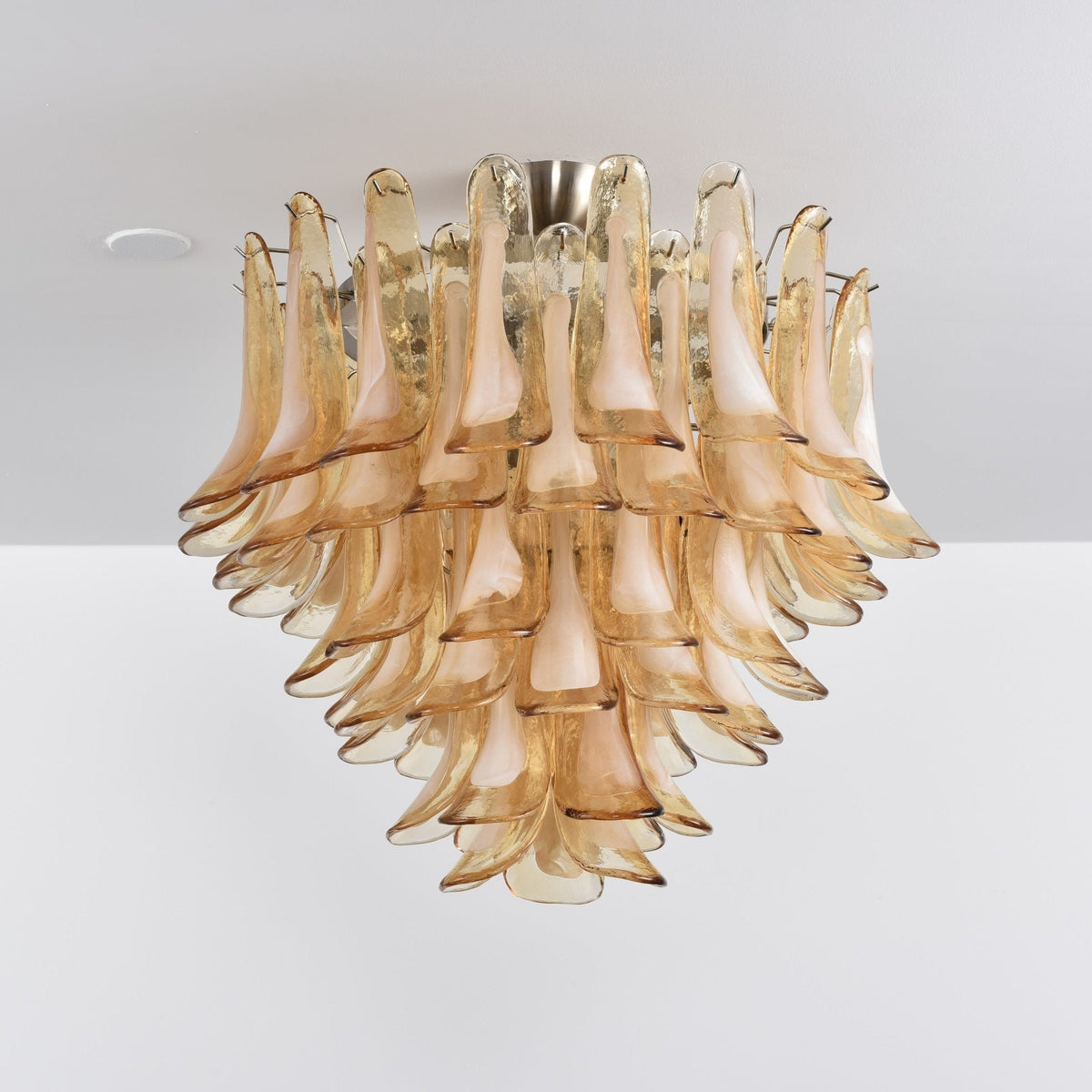 Aurora Ceiling Lamp Amber Petal Glass Layered Vintage