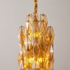 Aurora Chandelier Amber Prism Long Cascading Glass Vintage