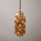 Aurora Chandelier Amber Prism Long Cascading Glass Vintage