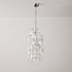 Aurora Chandelier Amber Prism Long Cascading Glass Vintage