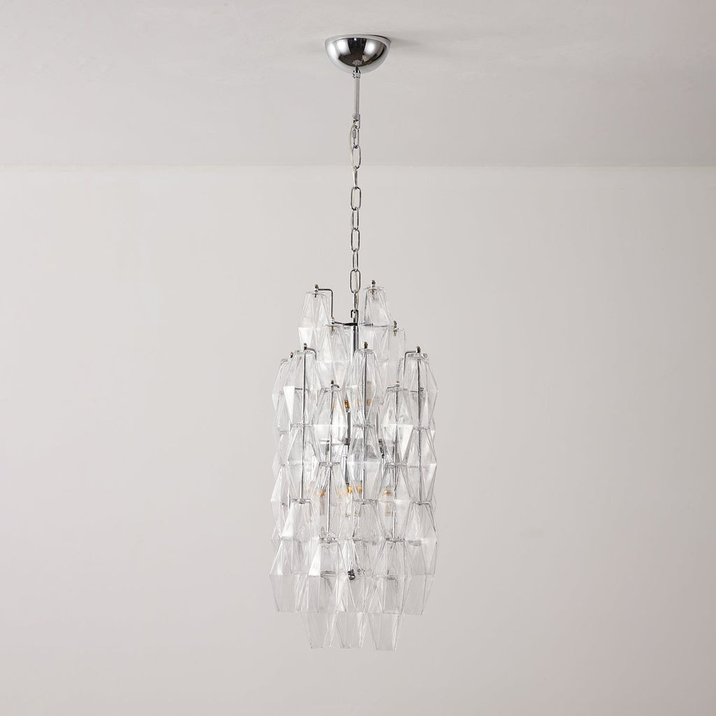 Aurora Chandelier Amber Prism Long Cascading Glass Vintage