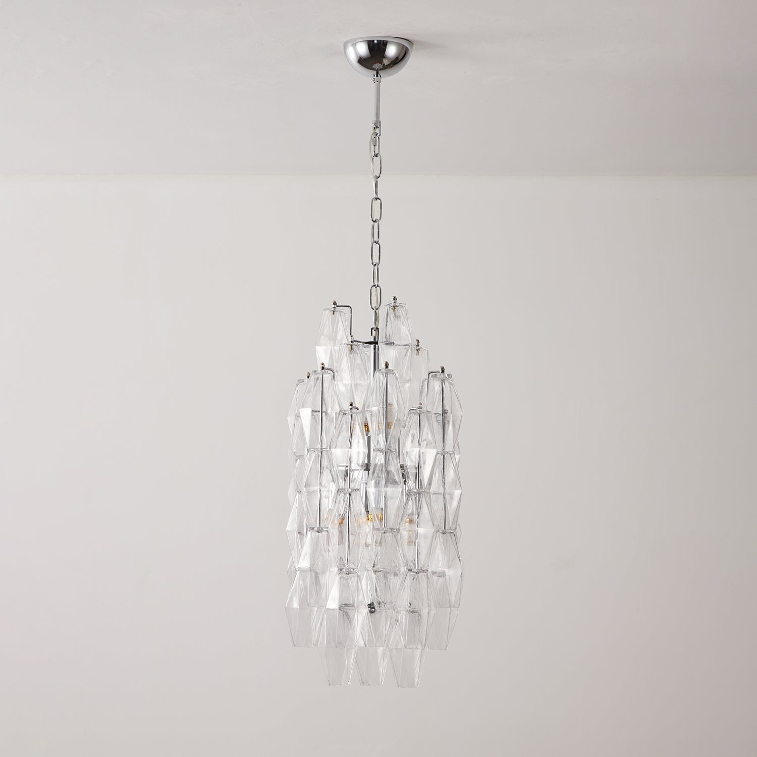 Aurora Chandelier Amber Prism Long Cascading Glass Vintage