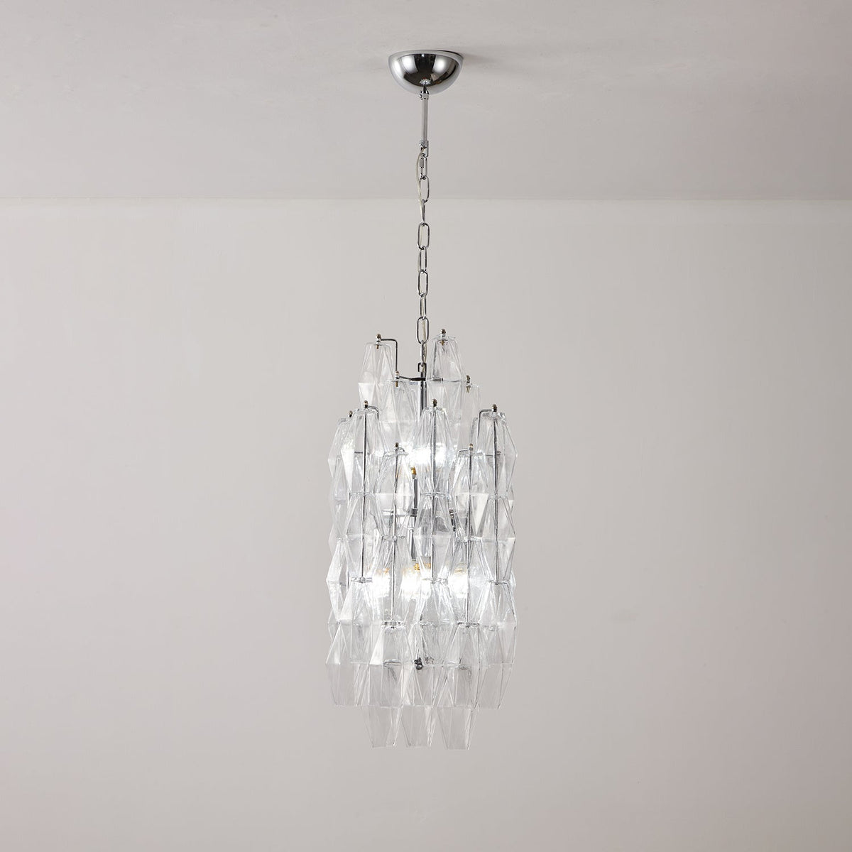 Aurora Chandelier Amber Prism Long Cascading Glass Vintage