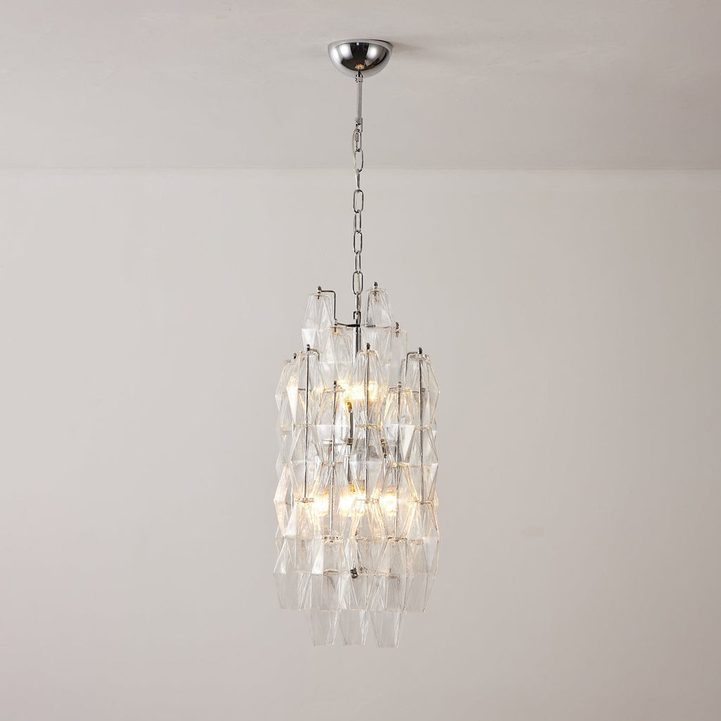 Aurora Chandelier Amber Prism Long Cascading Glass Vintage