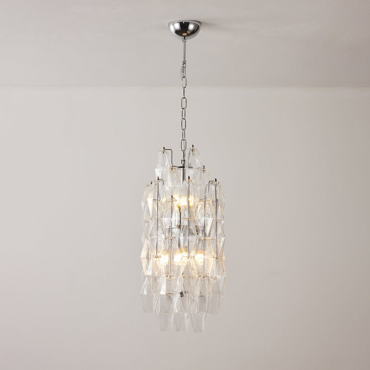 Aurora Chandelier Amber Prism Long Cascading Glass Vintage