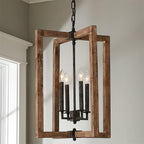 Vintage Wood Lantern Pendant Light