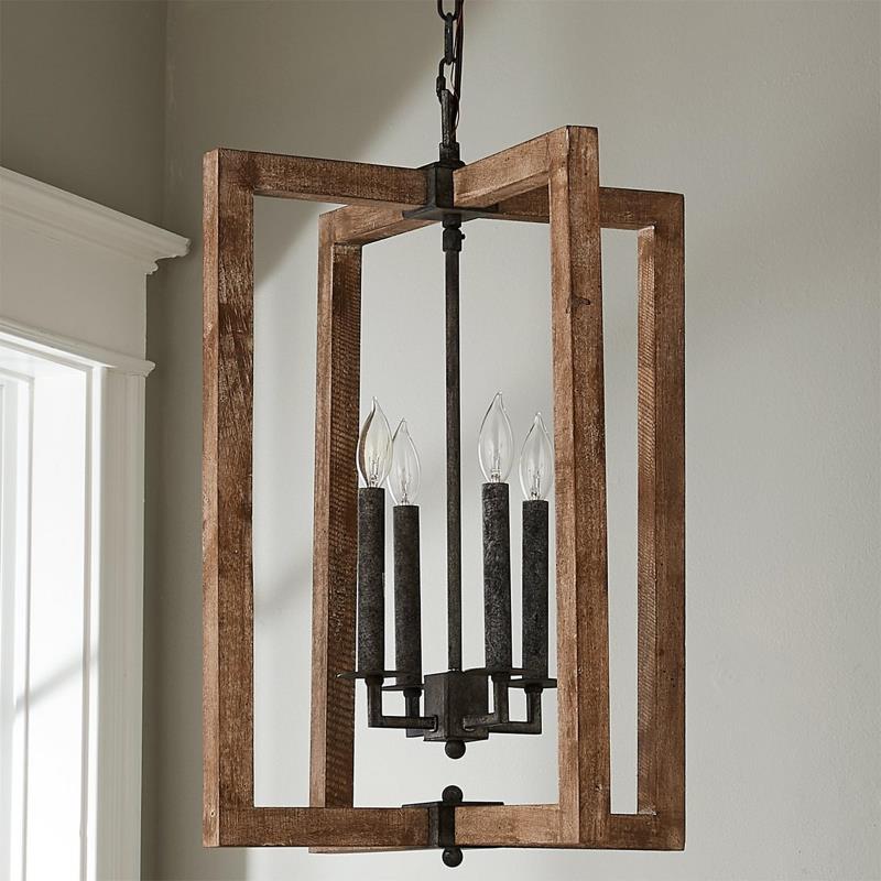 Vintage Wood Lantern Pendant Light