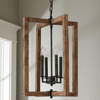Vintage Wood Lantern Pendant Light