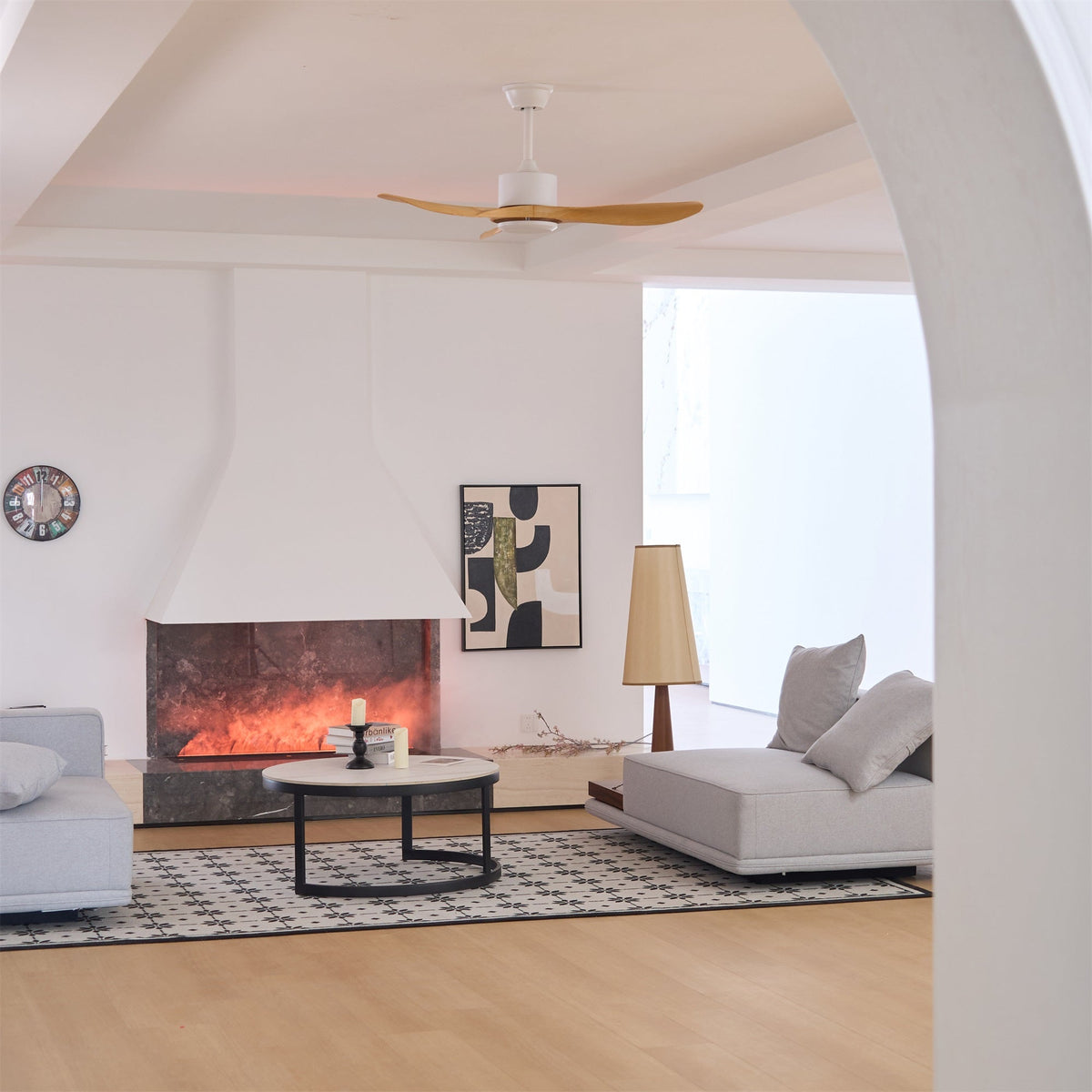 Nielse Vintage Ceiling Fan Without Light Wood Color Livingroom