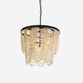 Amelia Chandelier Wood Bead Draped Rustic