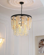Amelia Chandelier Wood Bead Draped Rustic