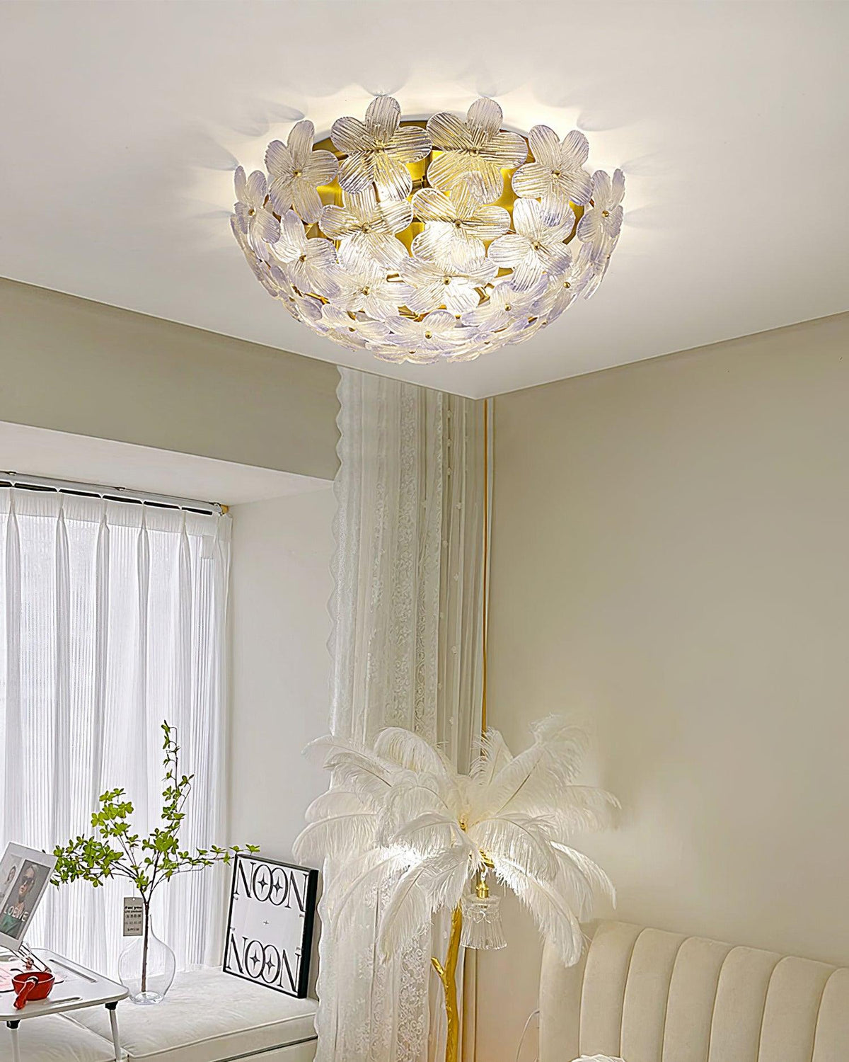 Anan Ceiling Lamp Glass Petal Wreath Romantic