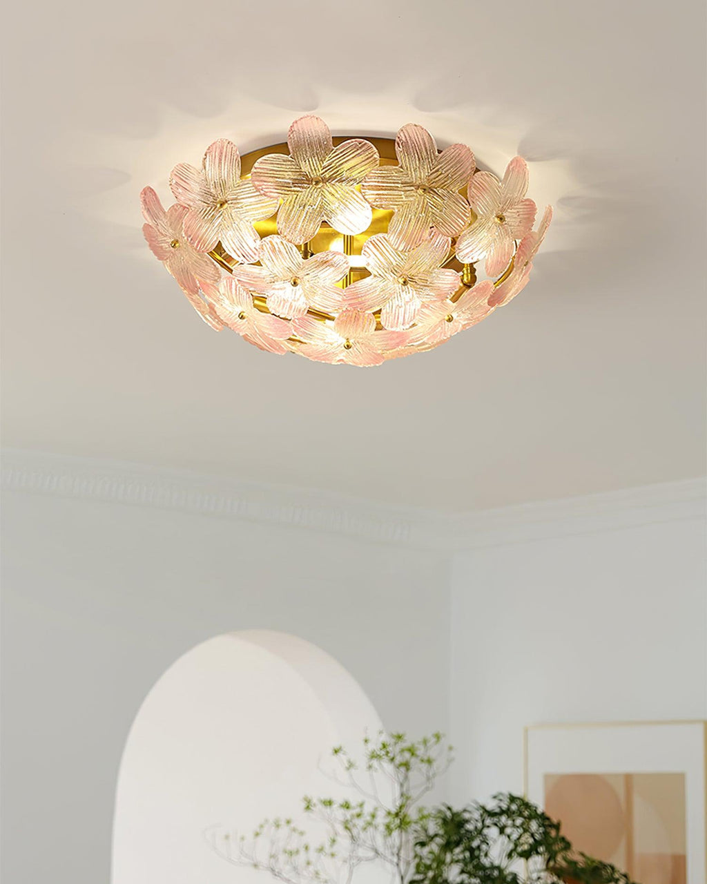 Anan Ceiling Lamp Glass Petal Wreath Romantic