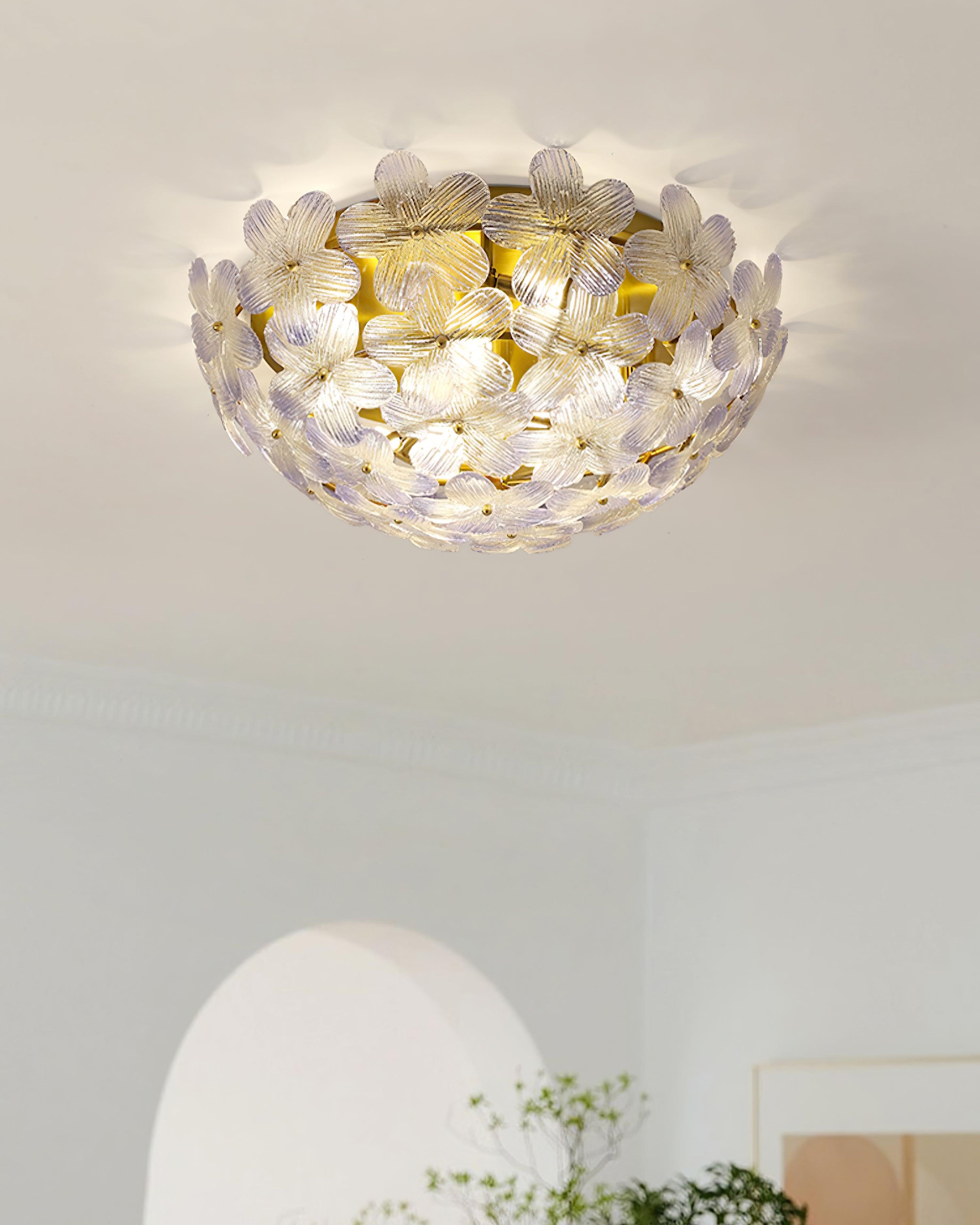 Anan Floral Ceiling Light Blush Glass