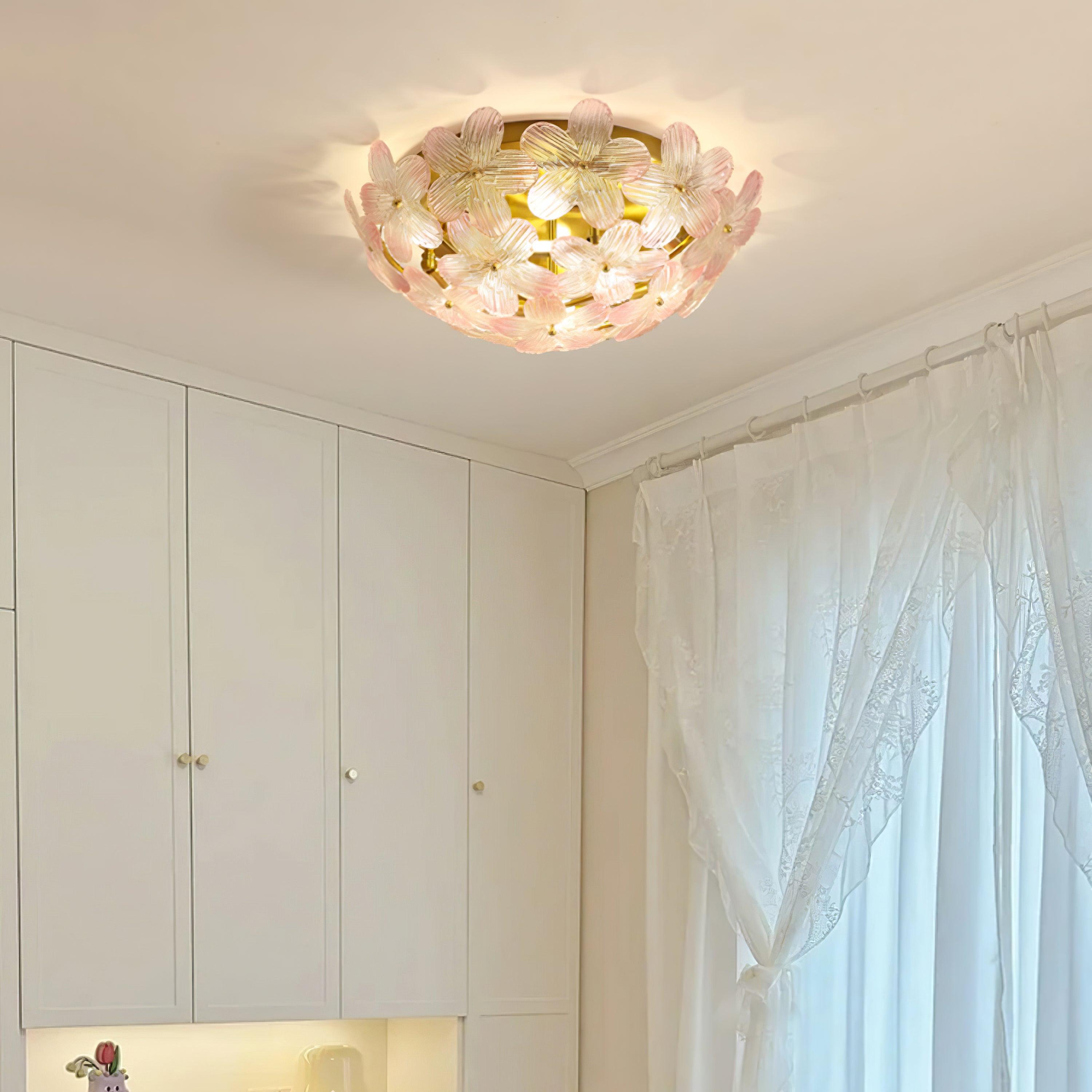 Anan Floral Ceiling Light Blush Glass