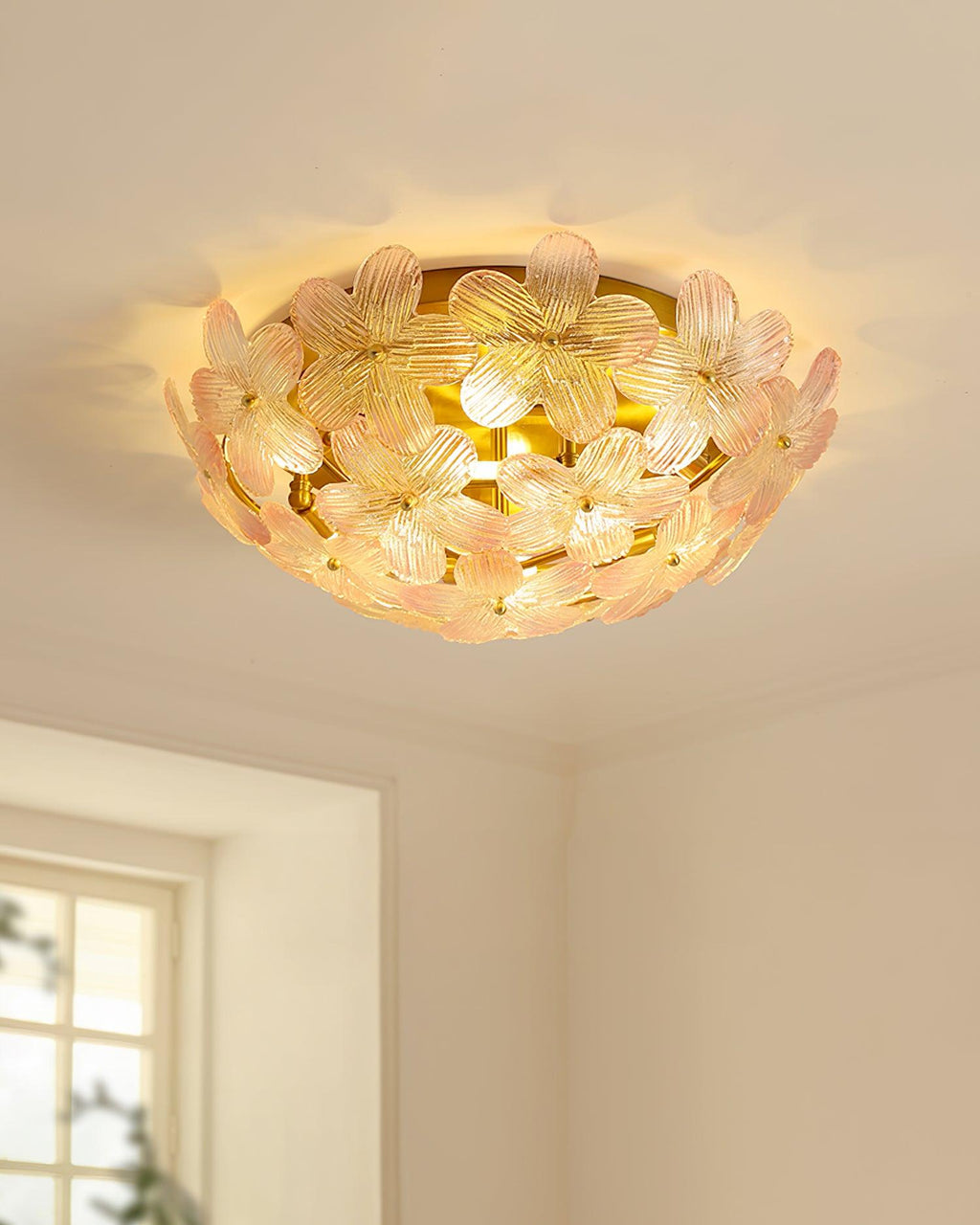 Anan Floral Ceiling Light Blush Glass