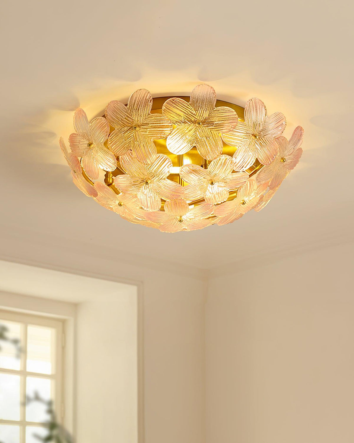 Anan Floral Ceiling Light Blush Glass