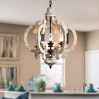 Lustra Chandelier Scroll Wood Whitewashed Rustic