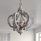 Lustra Chandelier Scroll Wood Whitewashed Rustic