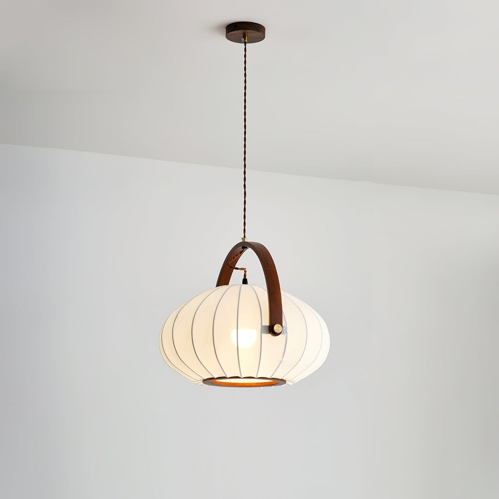 Antonio Pendant Lamp Pleated Fabric Lantern Organic