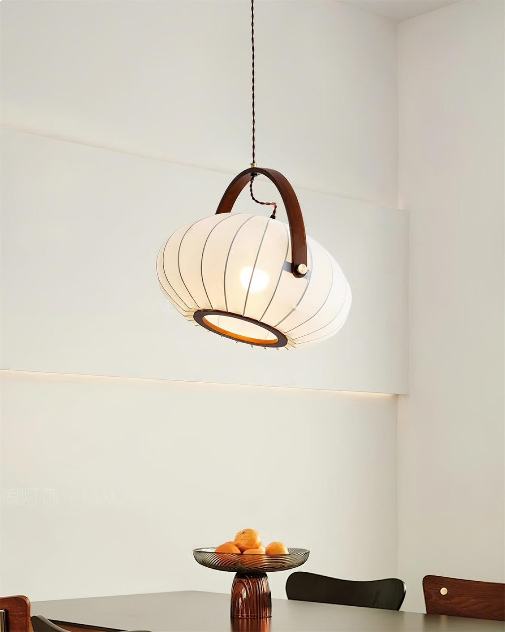 Antonio Pendant Lamp Pleated Fabric Lantern Organic